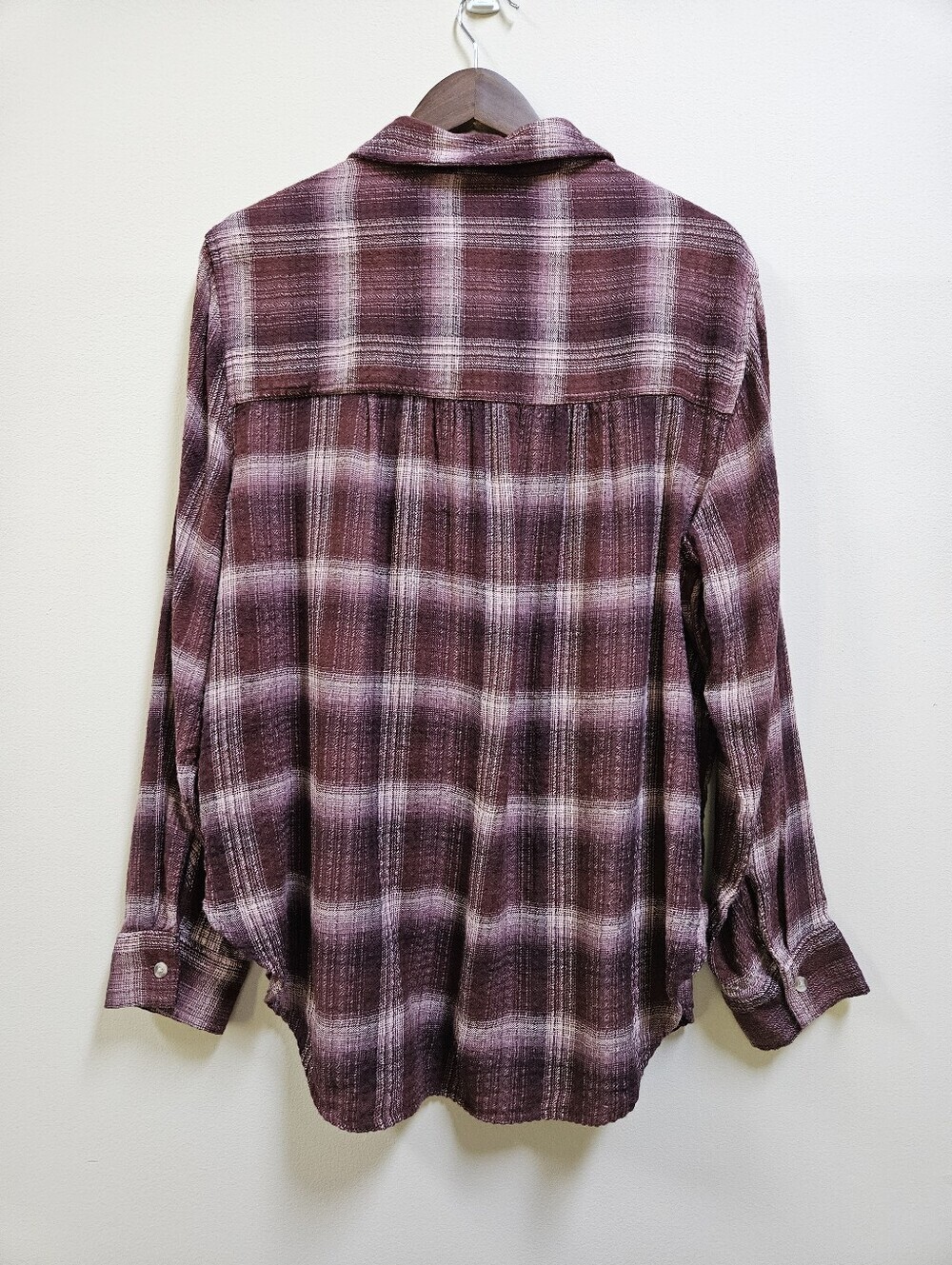 beachlunchlounge Elly Plaid Button Down Shirt XL Japanese Maple Viscose Cotton - Picture 4 of 14